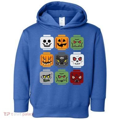Halloween Building Brick Head Pumpkin Ghost Zombie Friends Toddler Hoodie