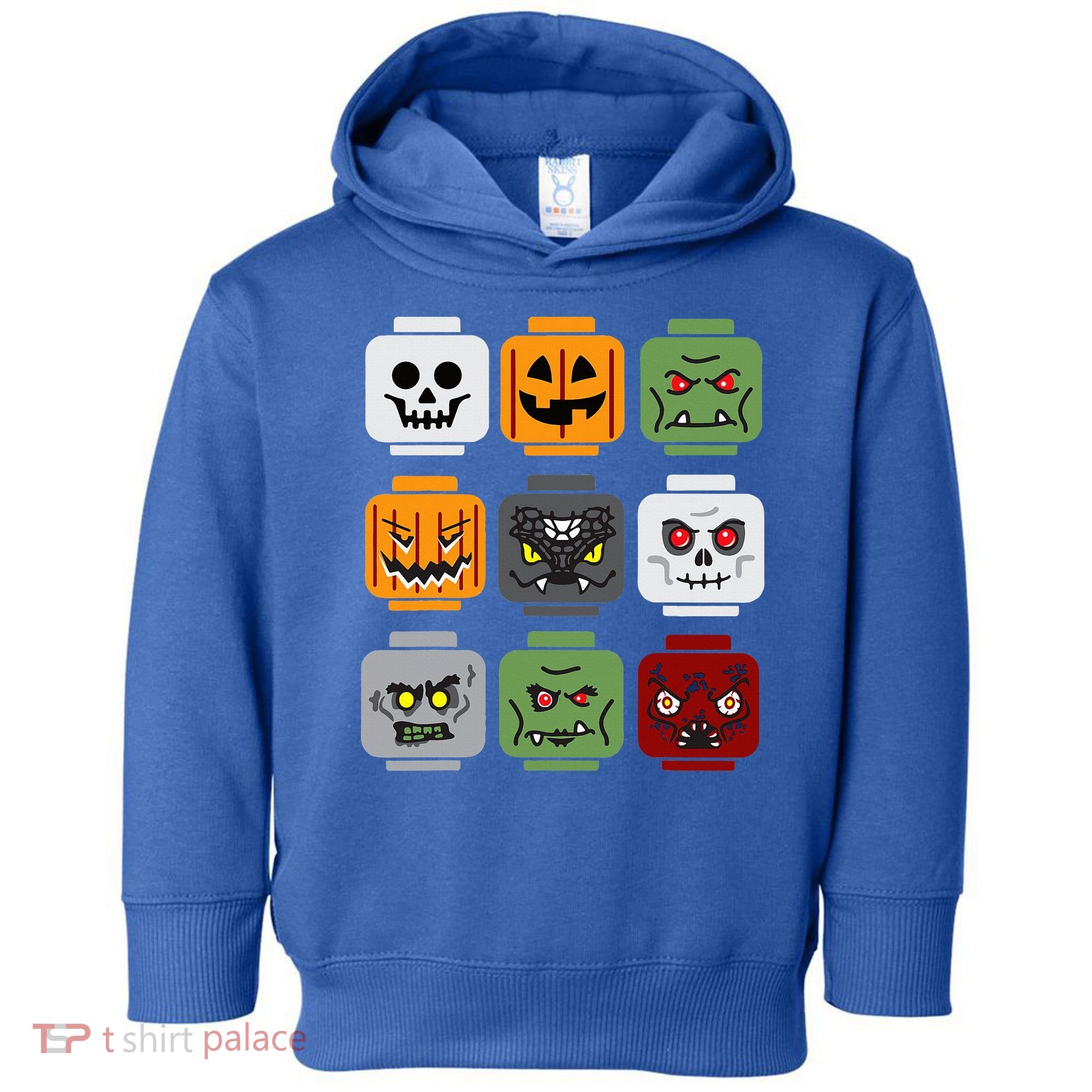 Halloween Building Brick Head Pumpkin Ghost Zombie Friends Toddler Hoodie