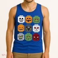 Halloween Building Brick Head Pumpkin Ghost Zombie Friends Tank Top thumb 3