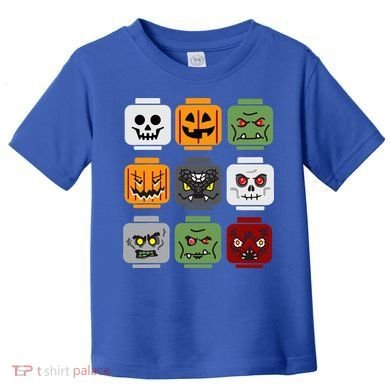 Halloween Building Brick Head Pumpkin Ghost Zombie Friends Toddler T-Shirt