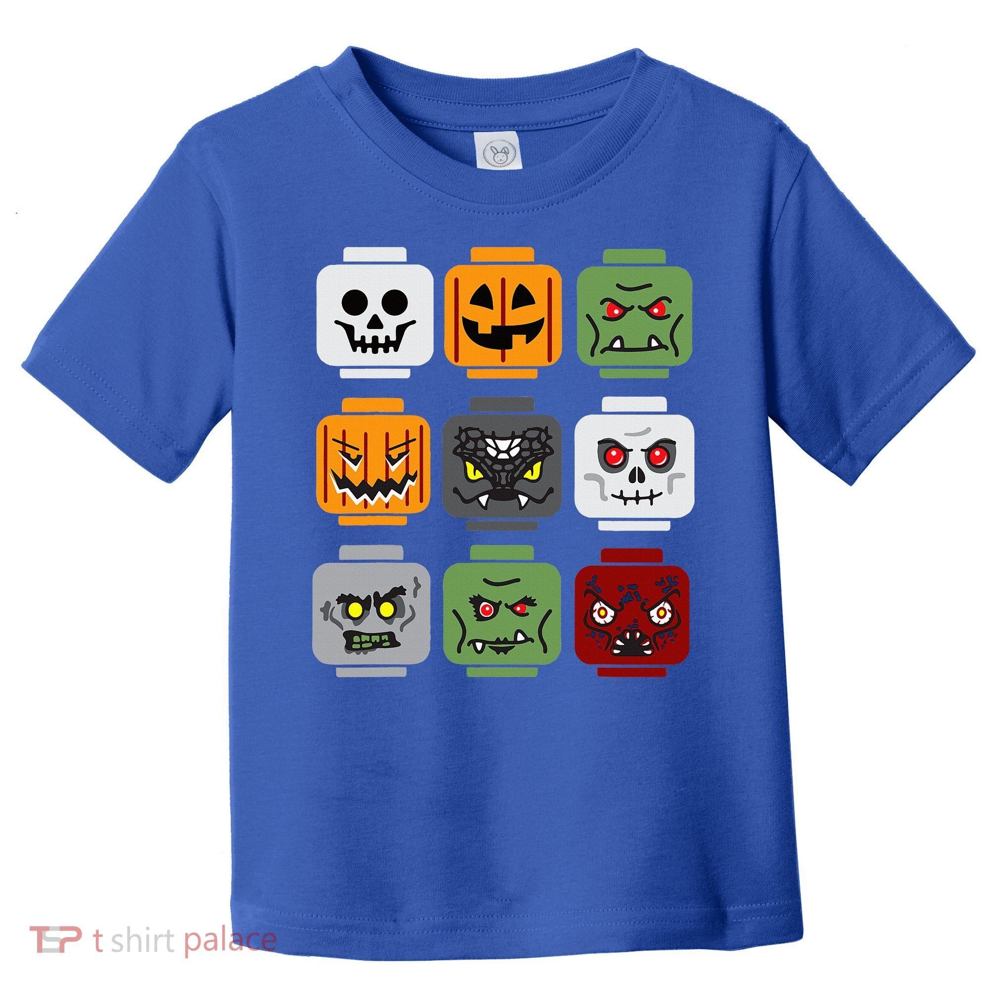 Halloween Building Brick Head Pumpkin Ghost Zombie Friends Toddler T-Shirt
