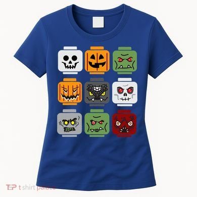 Halloween Building Brick Head Pumpkin Ghost Zombie Friends Women's T-Shirt