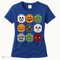 Halloween Building Brick Head Pumpkin Ghost Zombie Friends Women's T-Shirt thumb 0