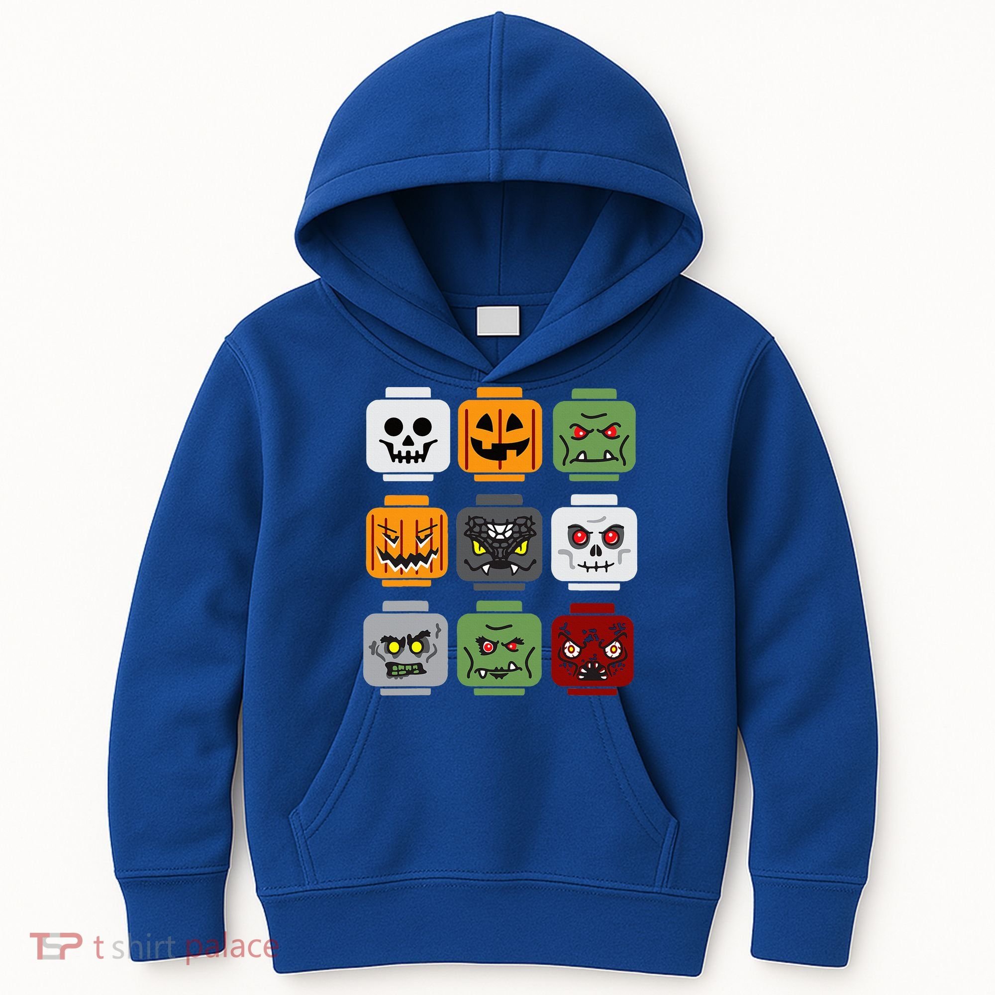 Halloween Building Brick Head Pumpkin Ghost Zombie Friends Kids Hoodie