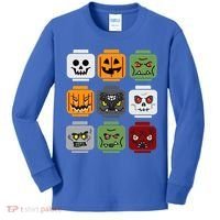 Halloween Building Brick Head Pumpkin Ghost Zombie Friends Kids Long Sleeve Shirt thumb 0