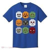 Halloween Building Brick Head Pumpkin Ghost Zombie Friends Kids T-Shirt thumb 0
