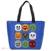 Halloween Building Brick Head Pumpkin Ghost Zombie Friends Tote Bag thumb 0