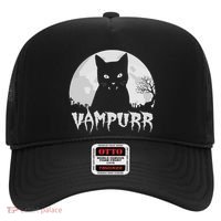Halloween Black Cat Vampire With Full Moon Vampurr Pun Hat thumb 0