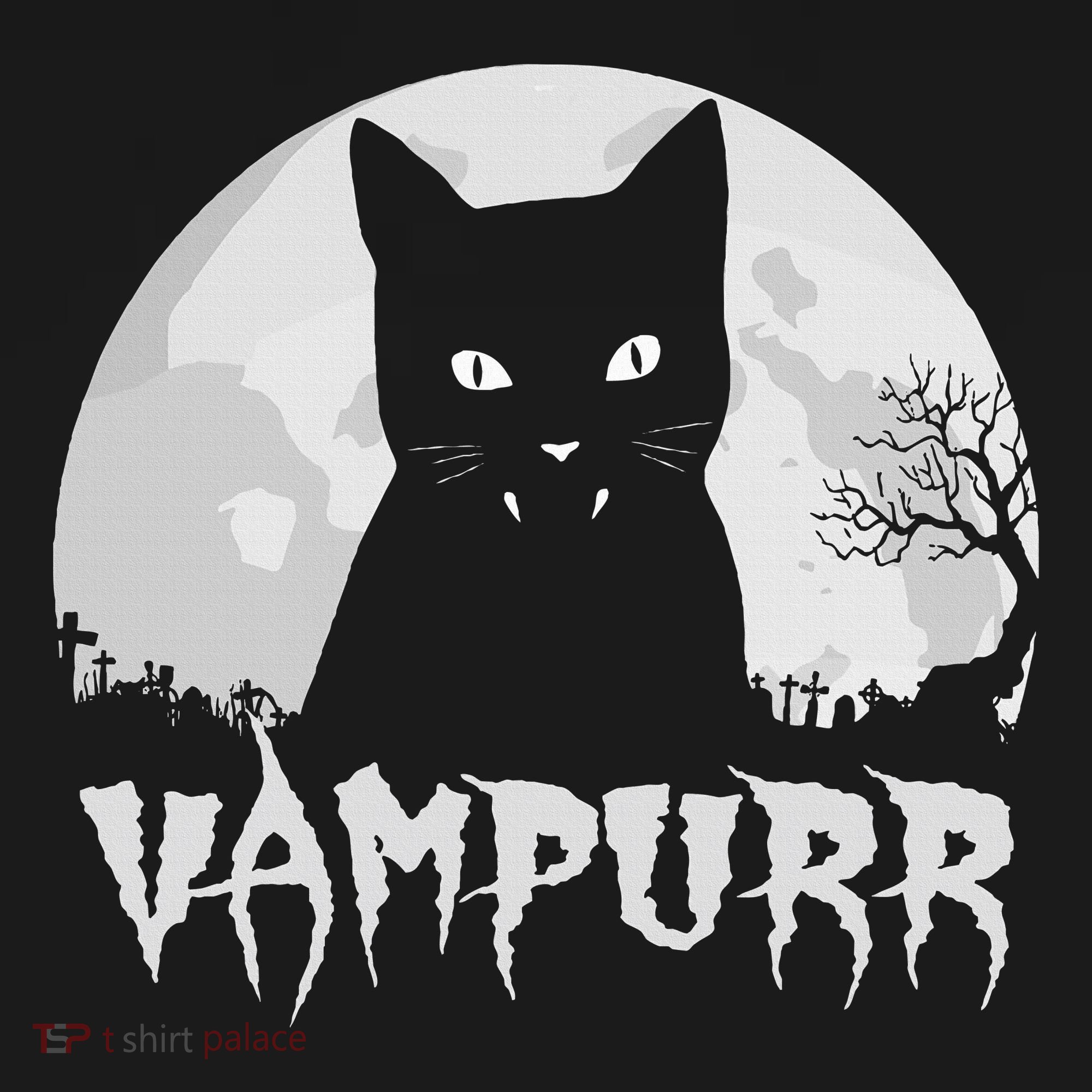 Halloween Black Cat Vampire With Full Moon Vampurr Pun Tote Bag
