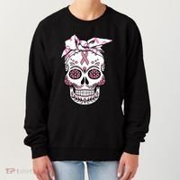 Halloween Breast Cancer Awareness Ribbon Skull Skeleton Women's Sweatshirt thumb 0