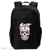 Halloween Breast Cancer Awareness Ribbon Skull Skeleton Backpack thumb 0