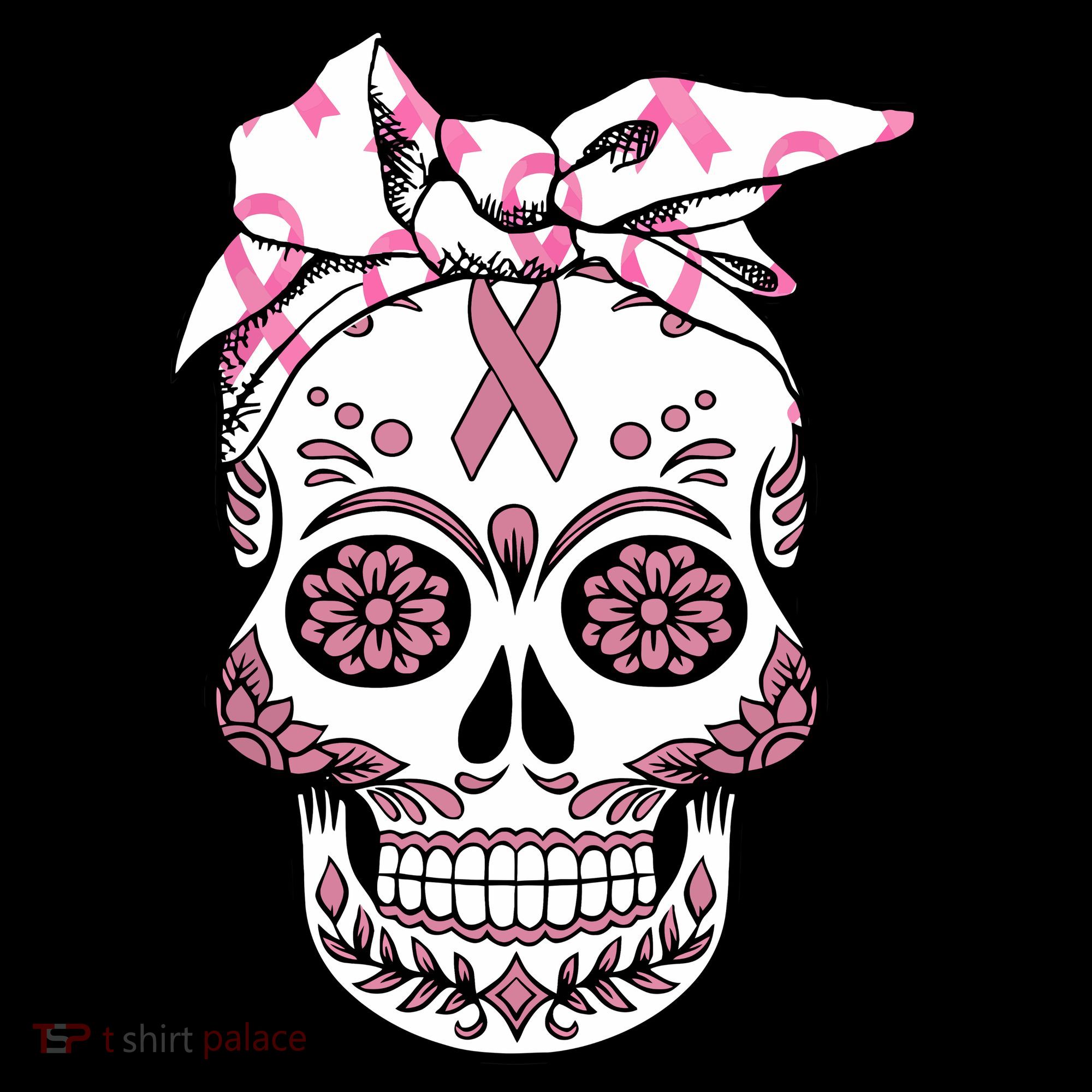 Halloween Breast Cancer Awareness Ribbon Skull Skeleton Coffee Mug