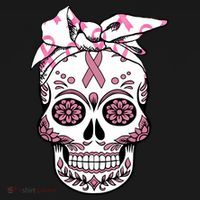 Halloween Breast Cancer Awareness Ribbon Skull Skeleton Polo thumb 3