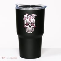 Halloween Breast Cancer Awareness Ribbon Skull Skeleton Tumbler thumb 0