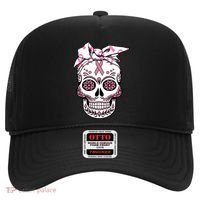 Halloween Breast Cancer Awareness Ribbon Skull Skeleton Hat thumb 0