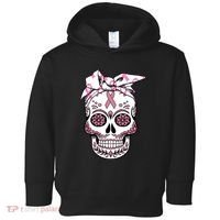 Halloween Breast Cancer Awareness Ribbon Skull Skeleton Toddler Hoodie thumb 0