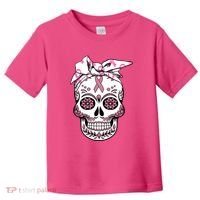 Halloween Breast Cancer Awareness Ribbon Skull Skeleton Toddler T-Shirt thumb 0