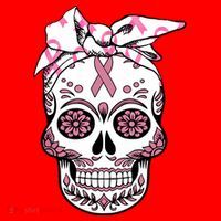 Halloween Breast Cancer Awareness Ribbon Skull Skeleton Santa Hat thumb 1