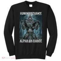 Human By Chance Alpha By Choice Cool Funny Alpha Wolf Meme Sweatshirt thumb 0