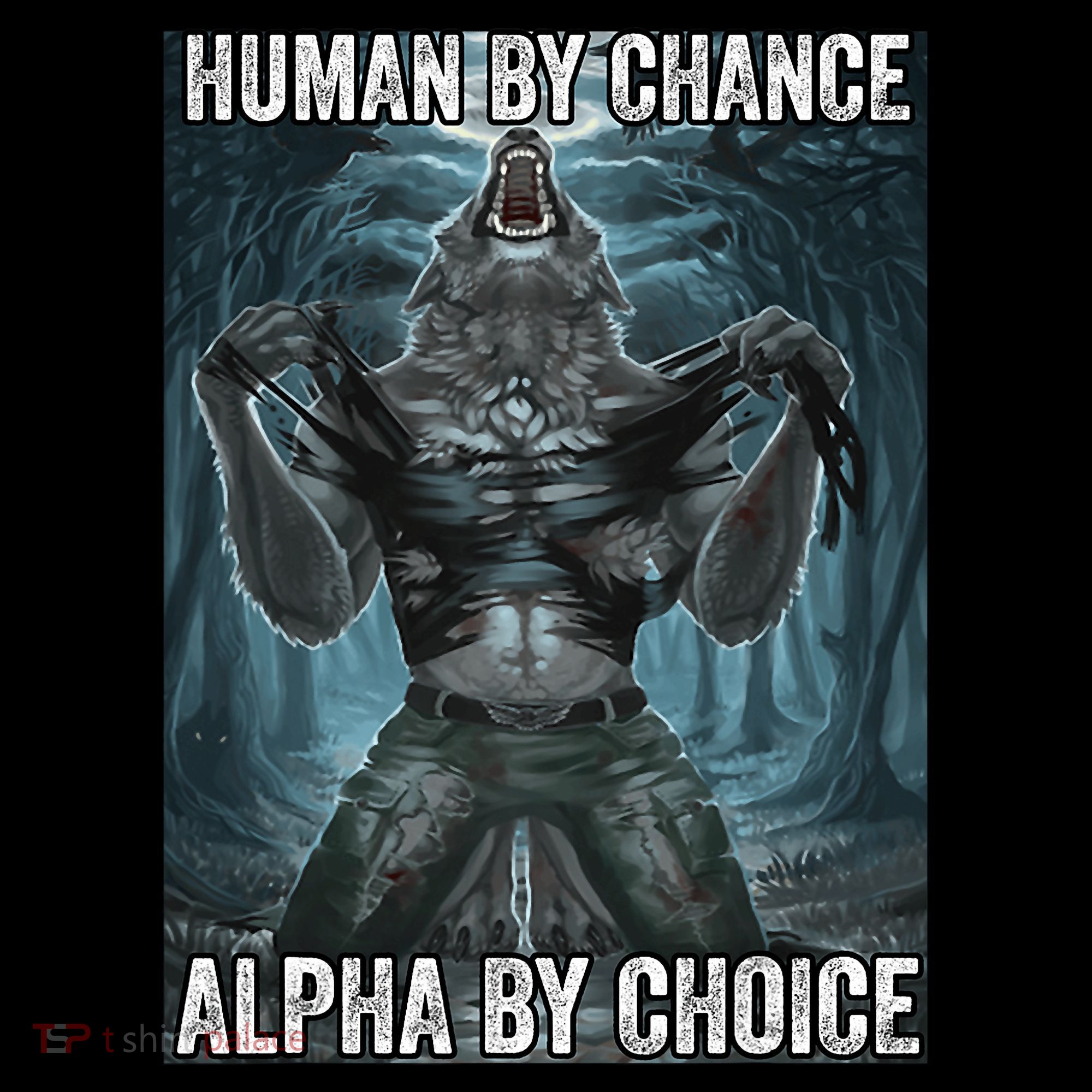 Human By Chance Alpha By Choice Cool Funny Alpha Wolf Meme Women's Hoodie
