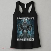 Human By Chance Alpha By Choice Cool Funny Alpha Wolf Meme Women's Tank Top thumb 3