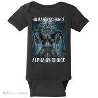 Human By Chance Alpha By Choice Cool Funny Alpha Wolf Meme Baby Bodysuit thumb 0