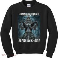 Human By Chance Alpha By Choice Cool Funny Alpha Wolf Meme Kids Sweatshirt thumb 0