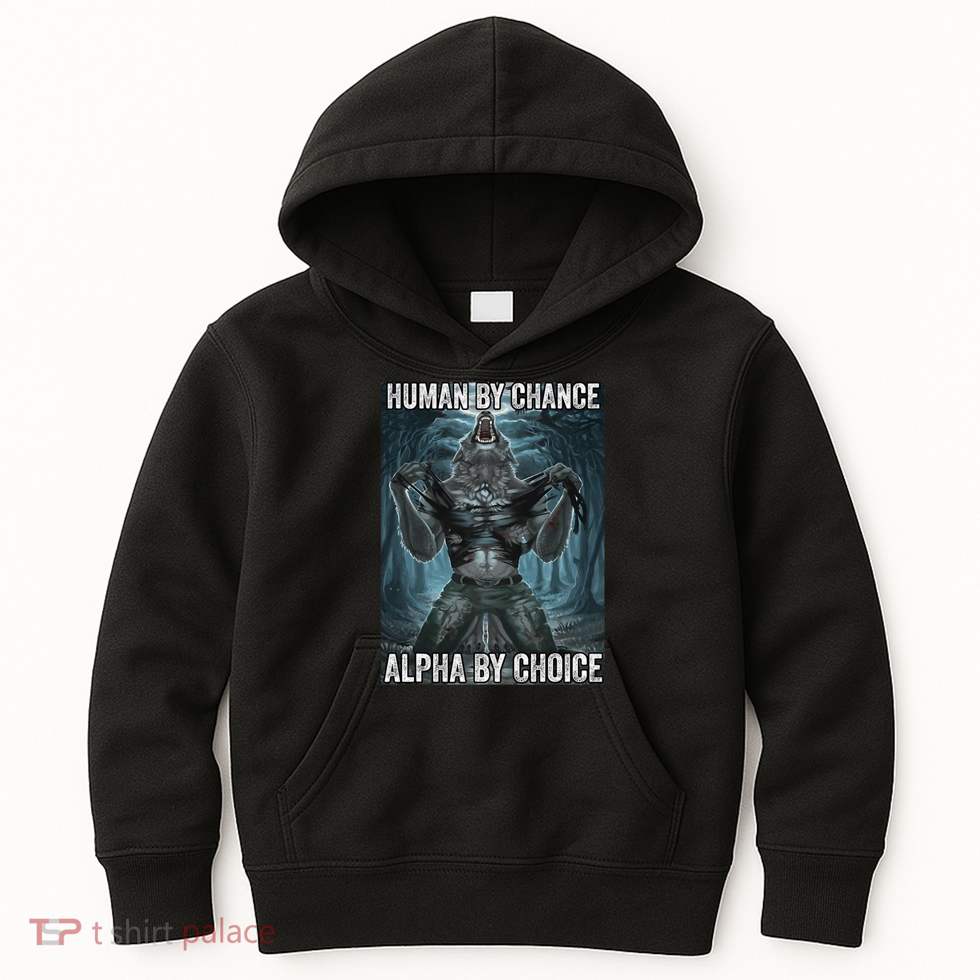 Human By Chance Alpha By Choice Cool Funny Alpha Wolf Meme Kids Hoodie