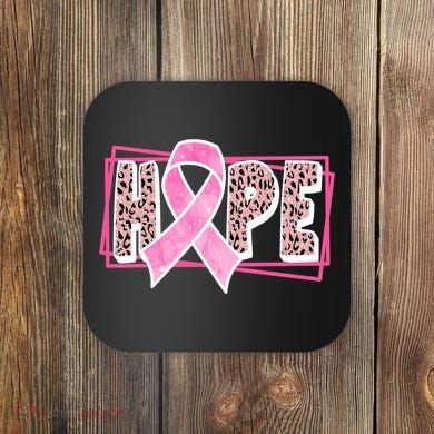 Hope Breast Cancer Awareness Ribbon Coaster