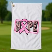 Hope Breast Cancer Awareness Ribbon Golf Towel thumb 1