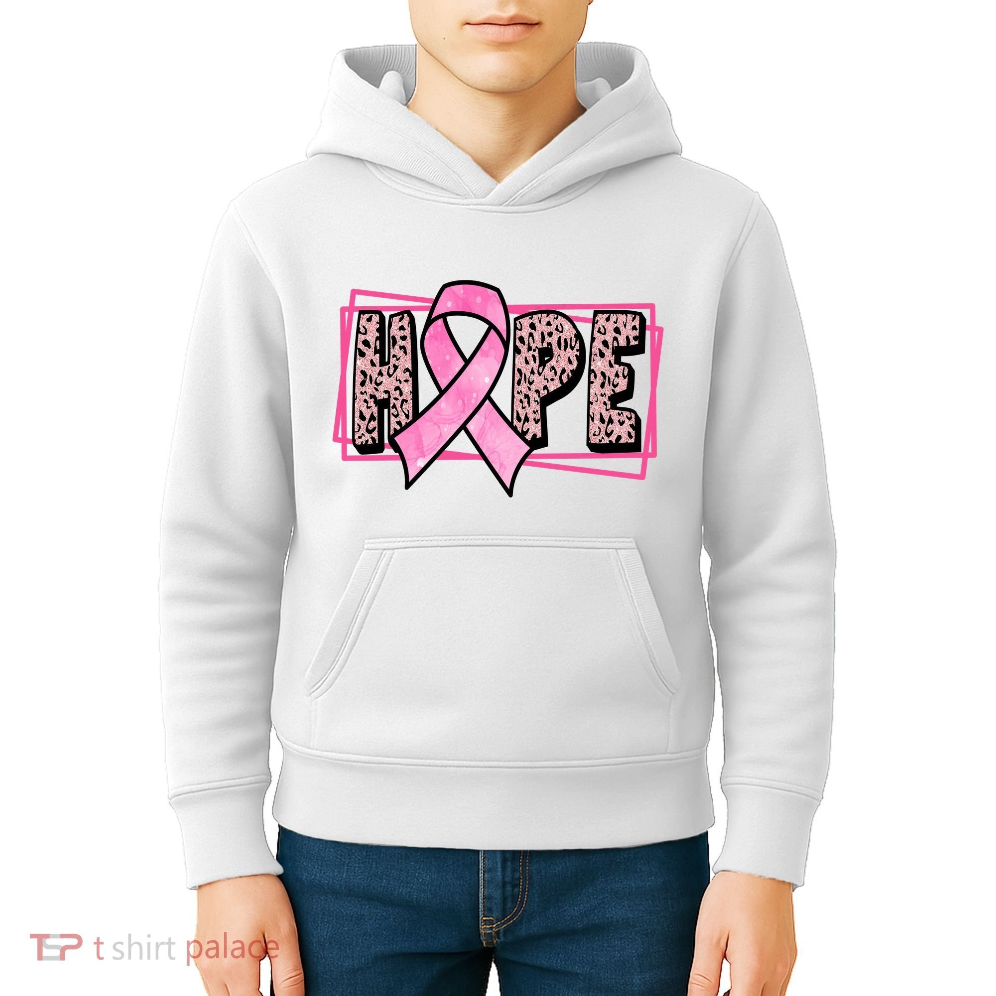 Hope Breast Cancer Awareness Ribbon Kids Hoodie