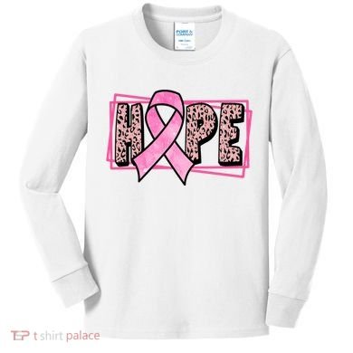Hope Breast Cancer Awareness Ribbon Kids Long Sleeve Shirt