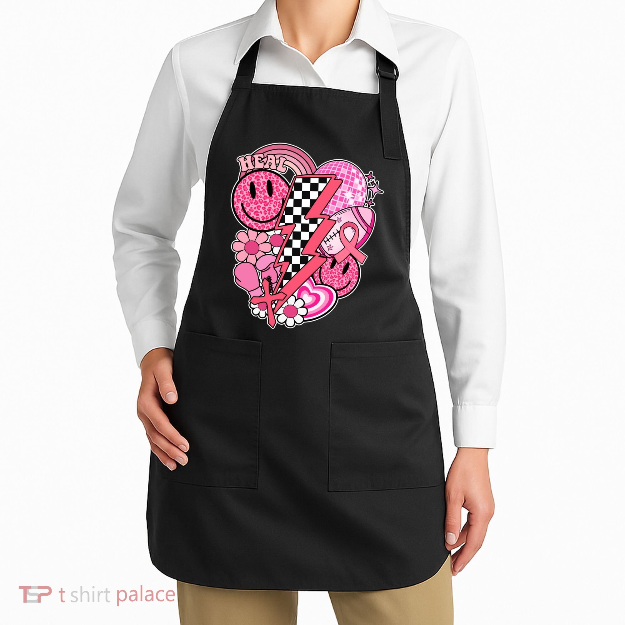 Heal Breast Cancer Awareness Retro Smile Apron