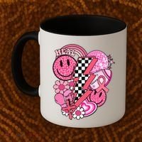 Heal Breast Cancer Awareness Retro Smile Coffee Mug thumb 2