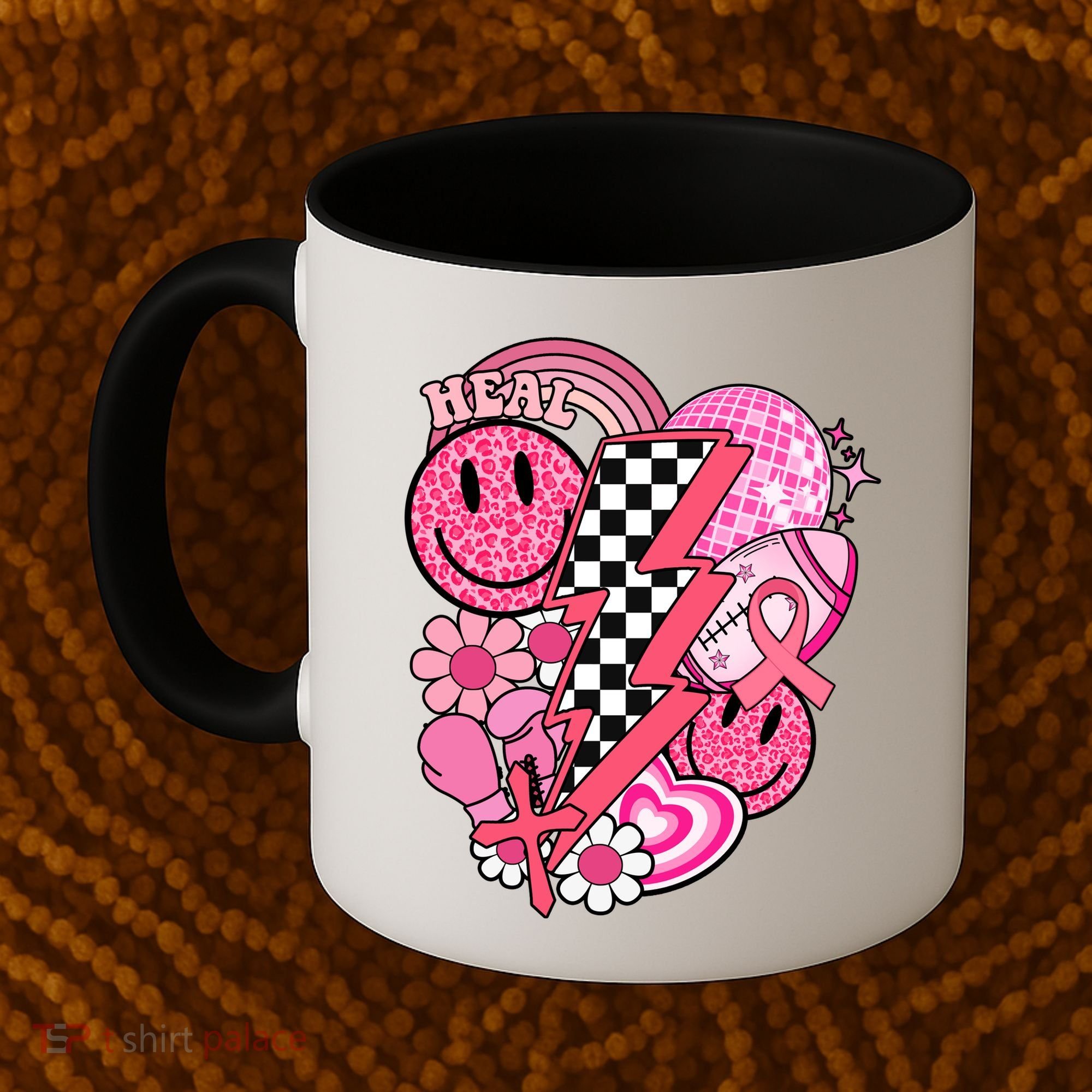 Heal Breast Cancer Awareness Retro Smile Coffee Mug