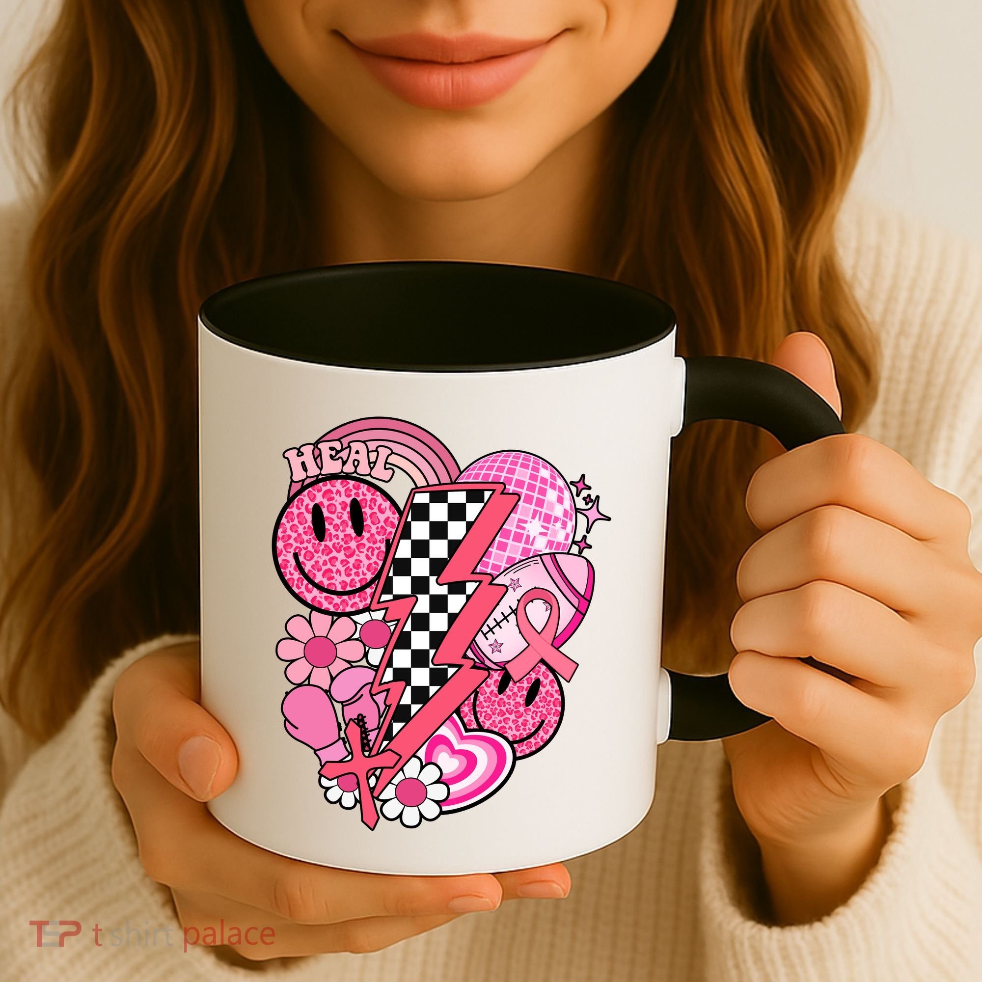 Heal Breast Cancer Awareness Retro Smile Coffee Mug