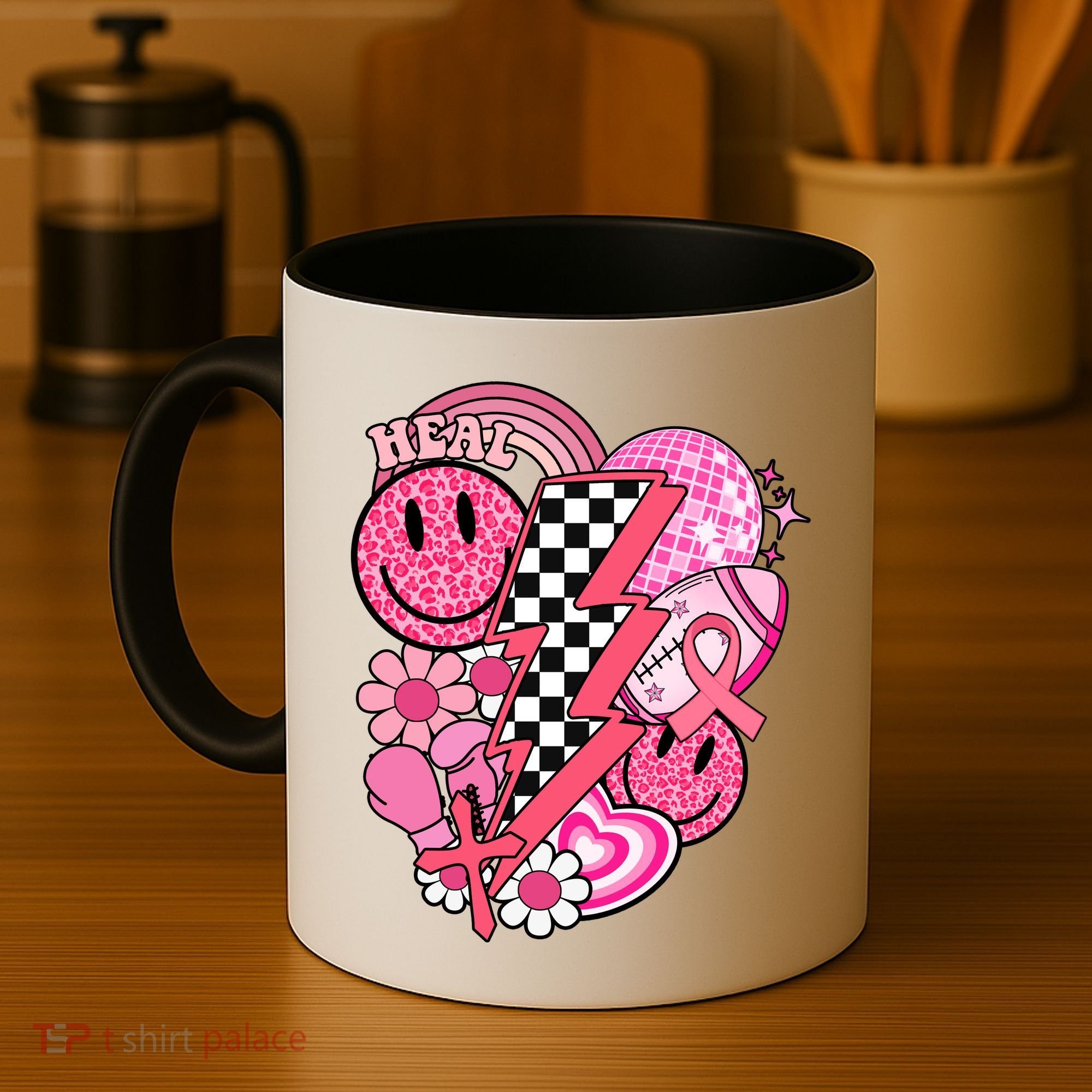 Heal Breast Cancer Awareness Retro Smile Coffee Mug