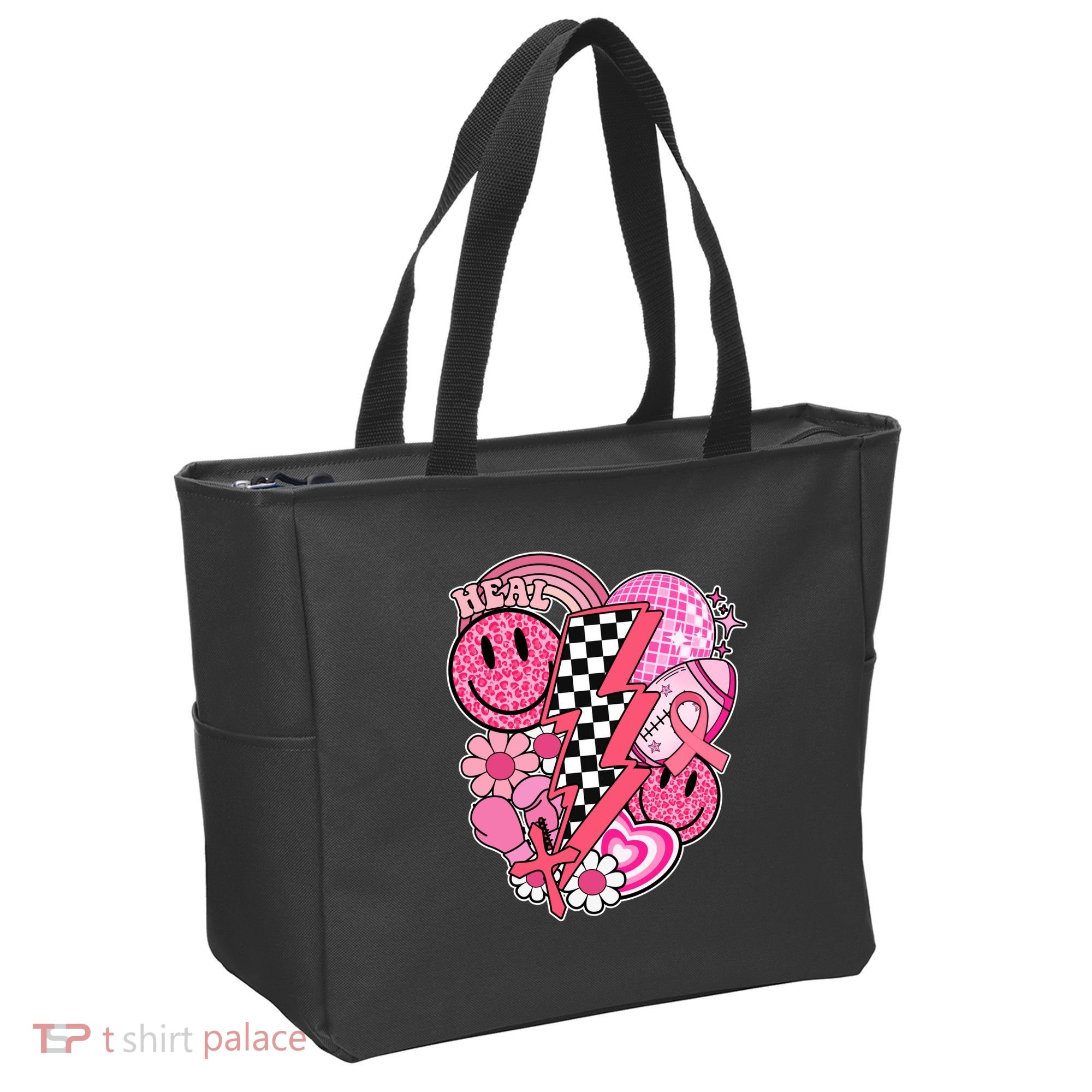Heal Breast Cancer Awareness Retro Smile Tote Bag
