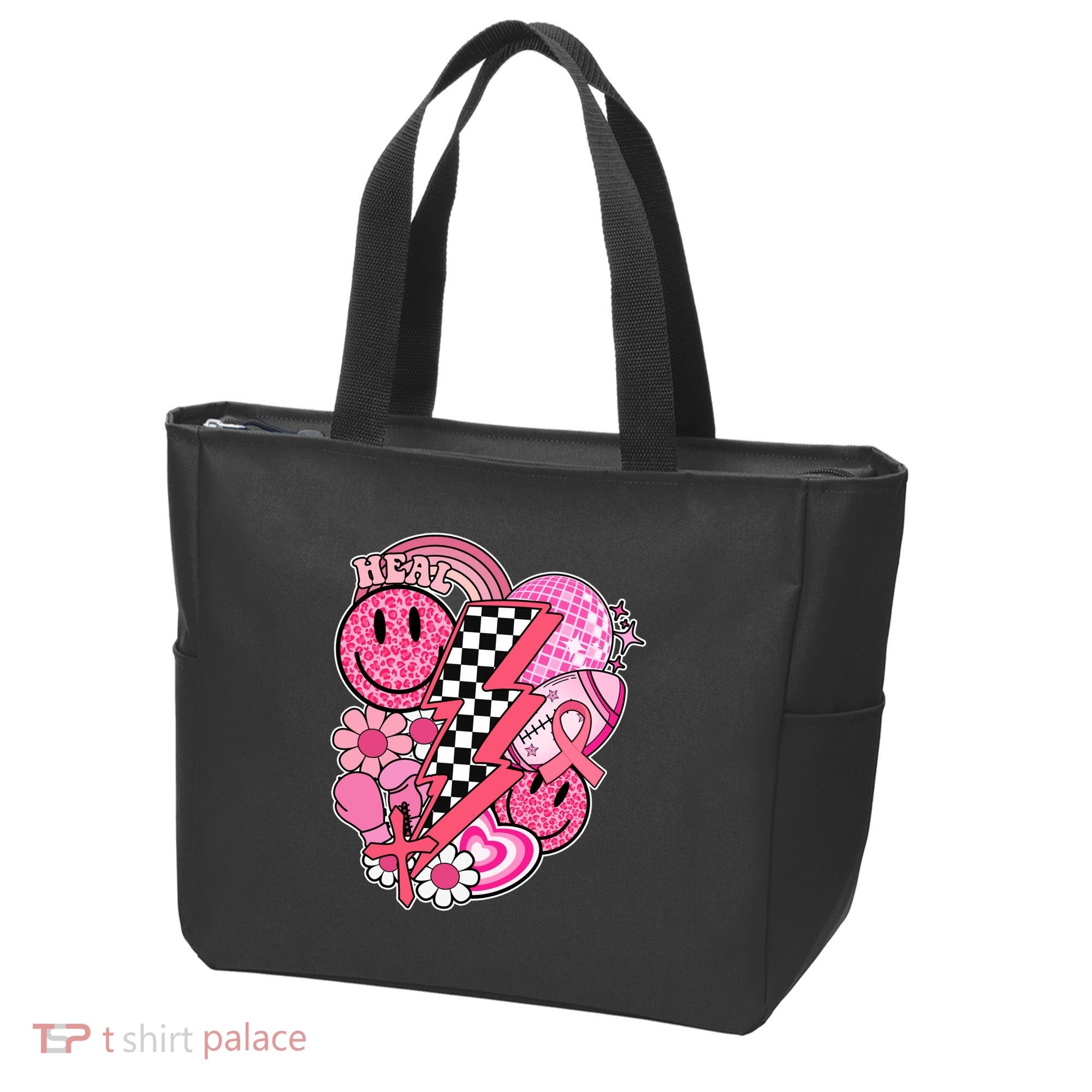 Heal Breast Cancer Awareness Retro Smile Tote Bag
