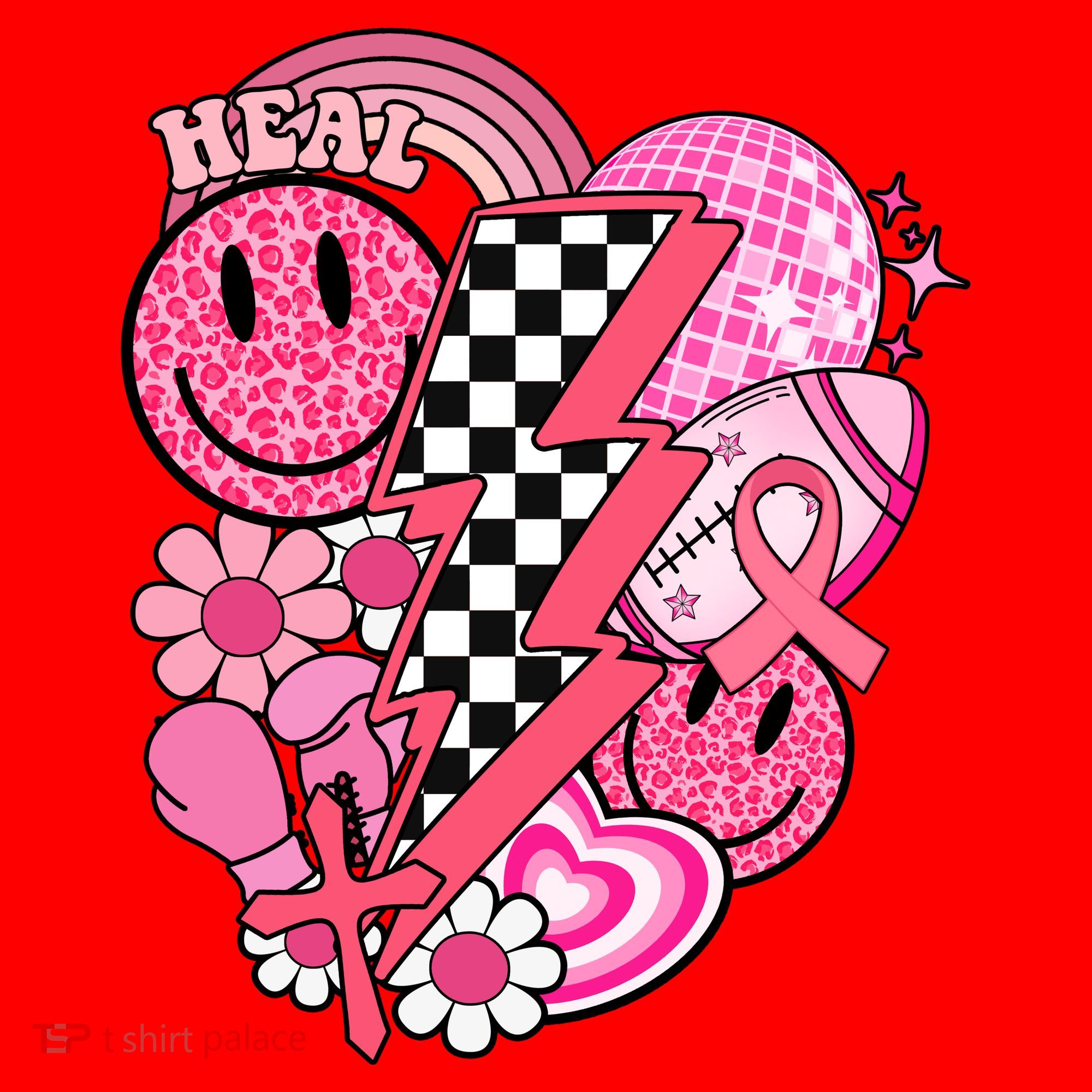 Heal Breast Cancer Awareness Retro Smile Santa Hat