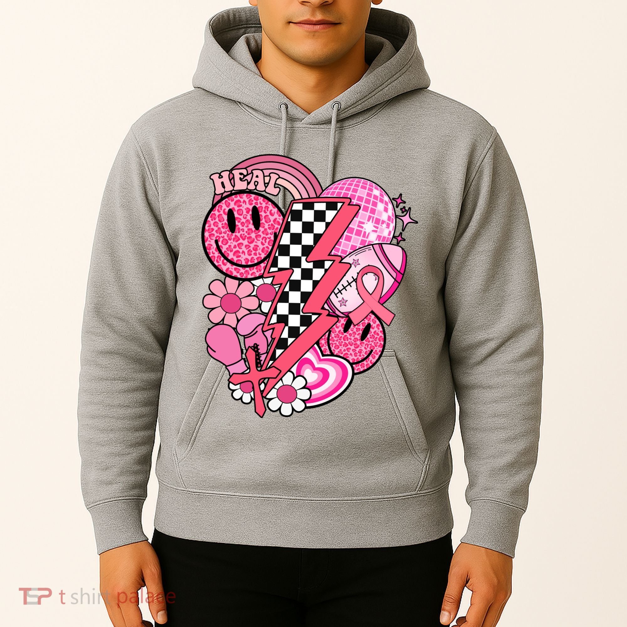 Heal Breast Cancer Awareness Retro Smile Hoodie