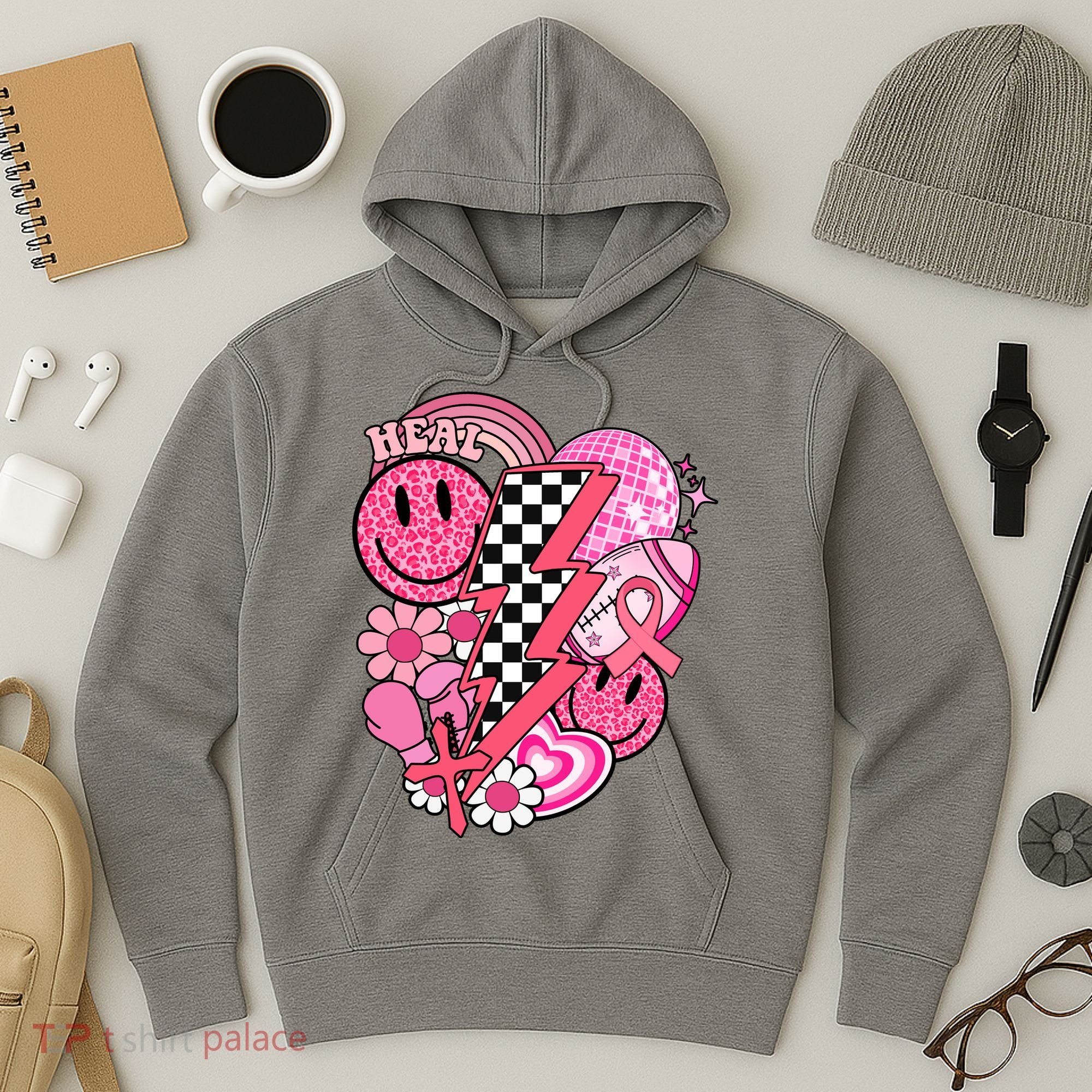 Heal Breast Cancer Awareness Retro Smile Hoodie