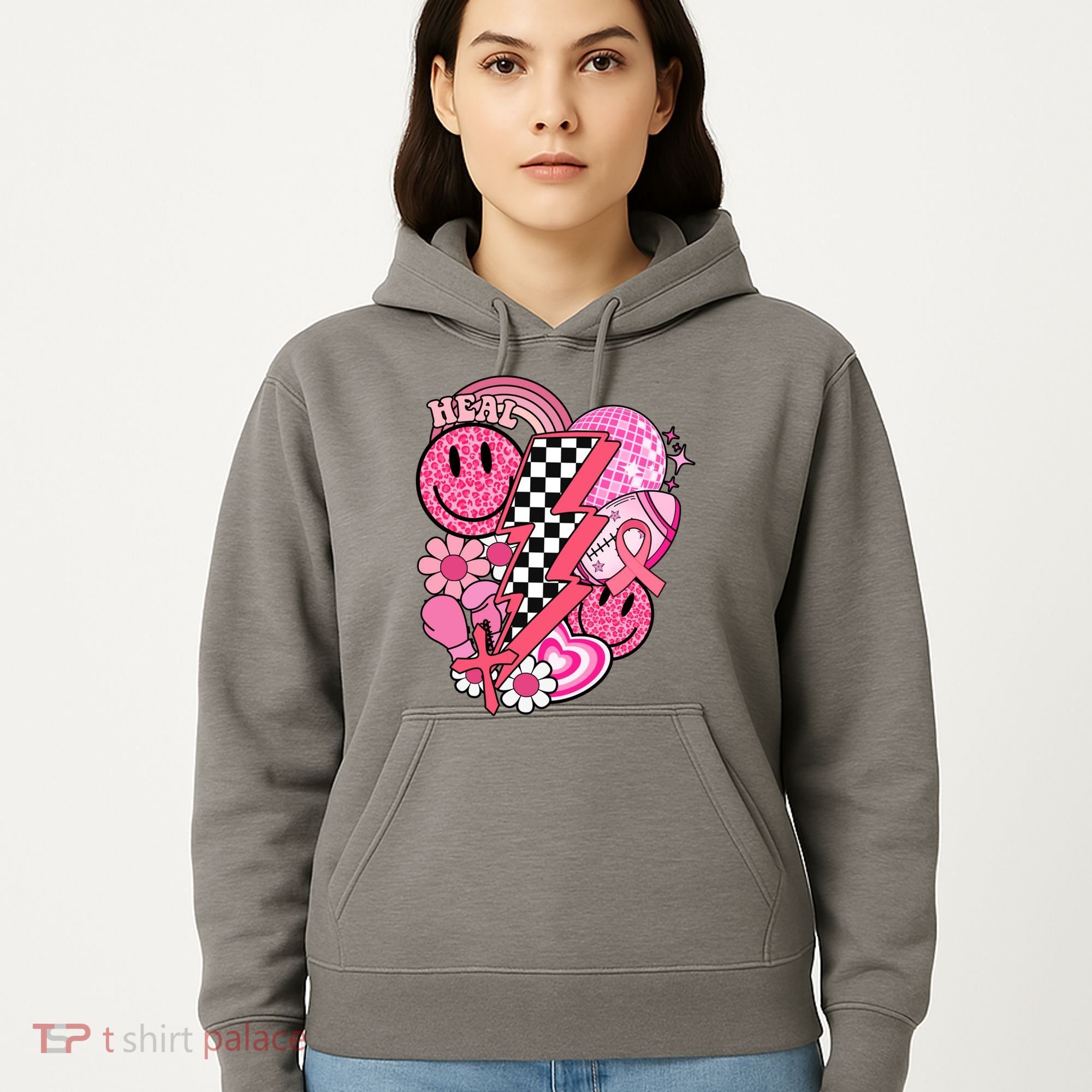 Heal Breast Cancer Awareness Retro Smile Hoodie