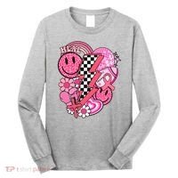Heal Breast Cancer Awareness Retro Smile Long Sleeve Shirt thumb 0