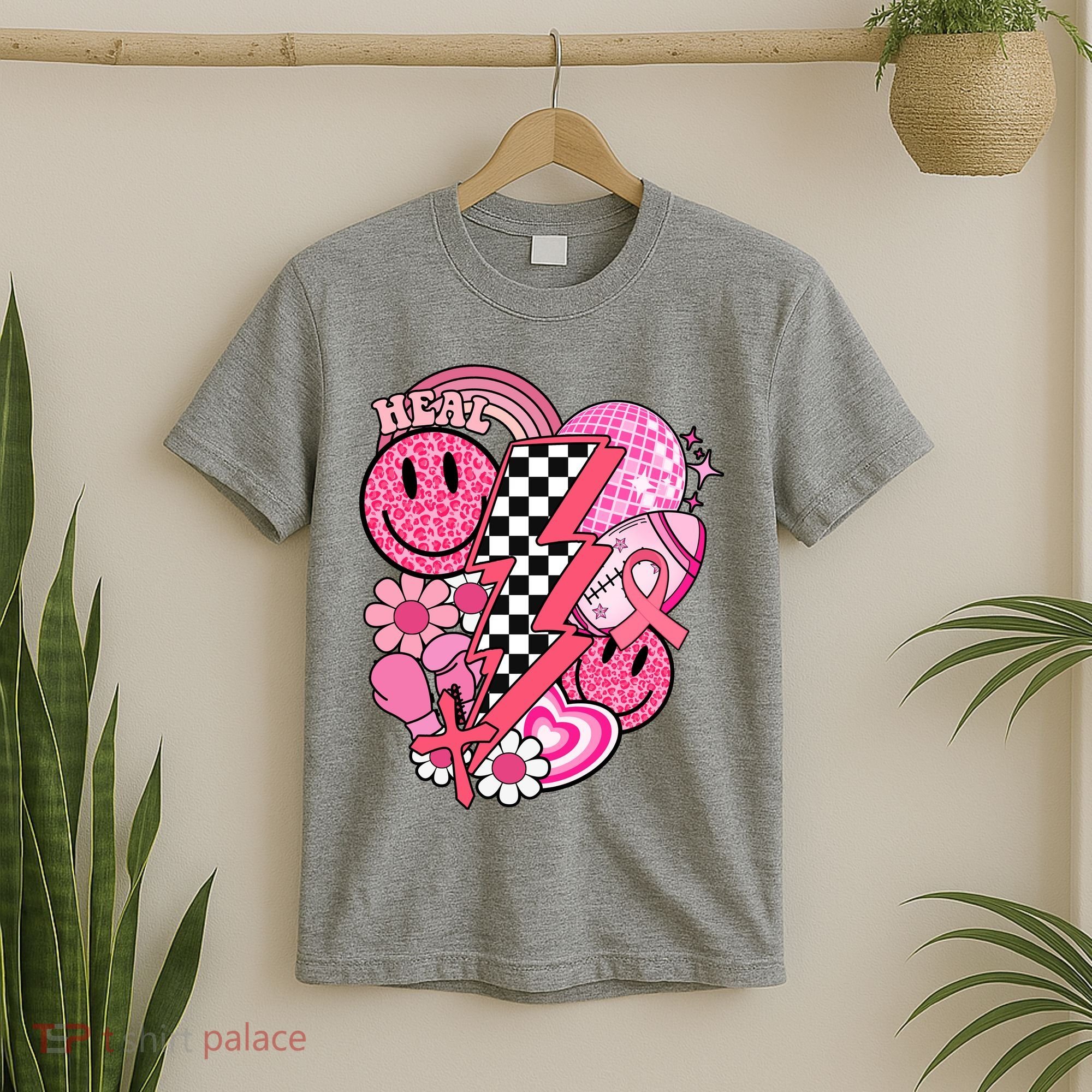 Heal Breast Cancer Awareness Retro Smile T-Shirt