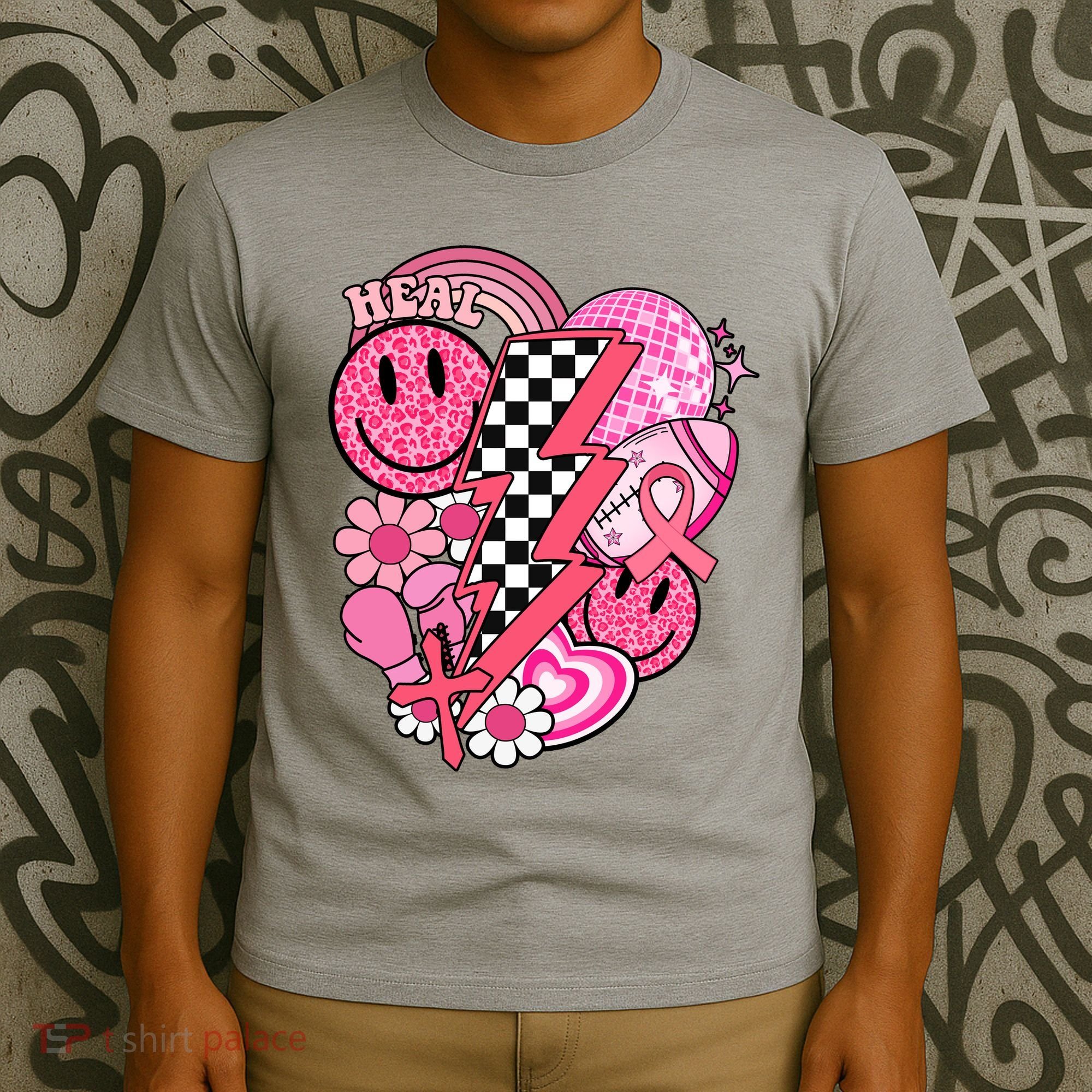 Heal Breast Cancer Awareness Retro Smile T-Shirt