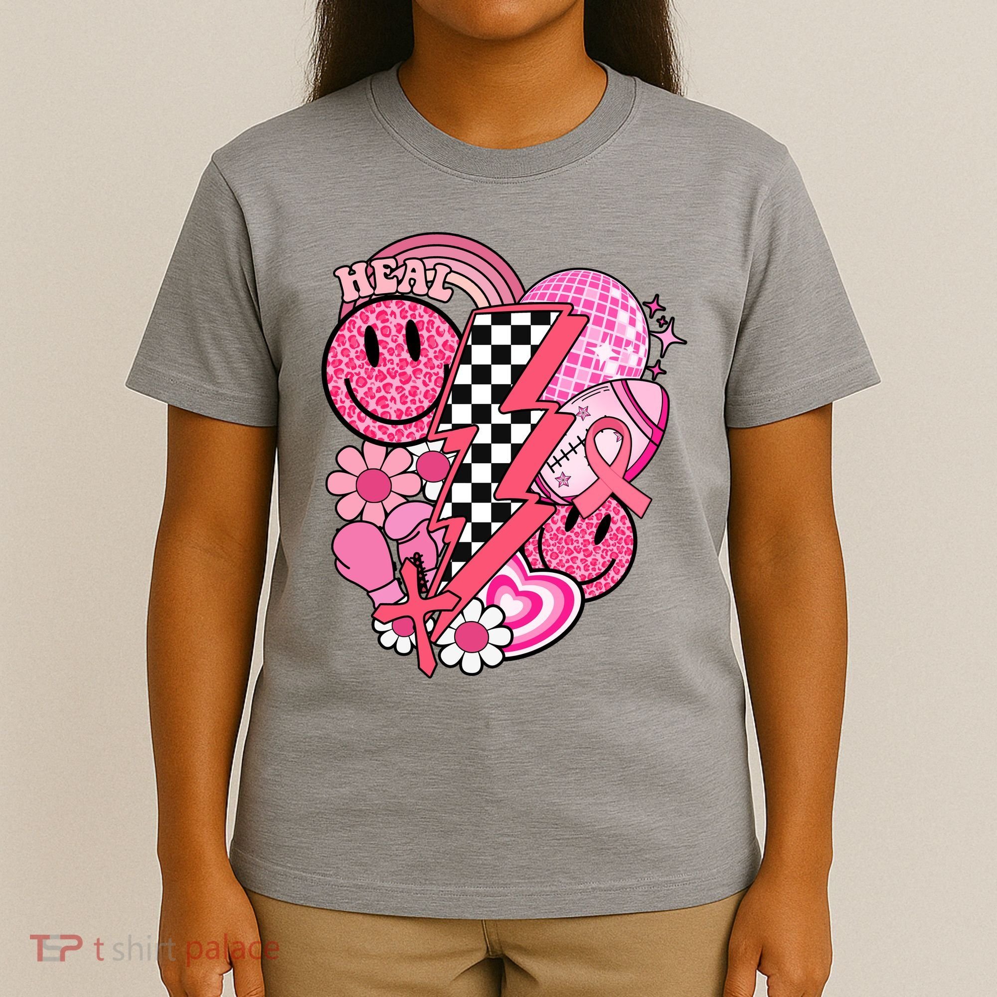 Heal Breast Cancer Awareness Retro Smile T-Shirt