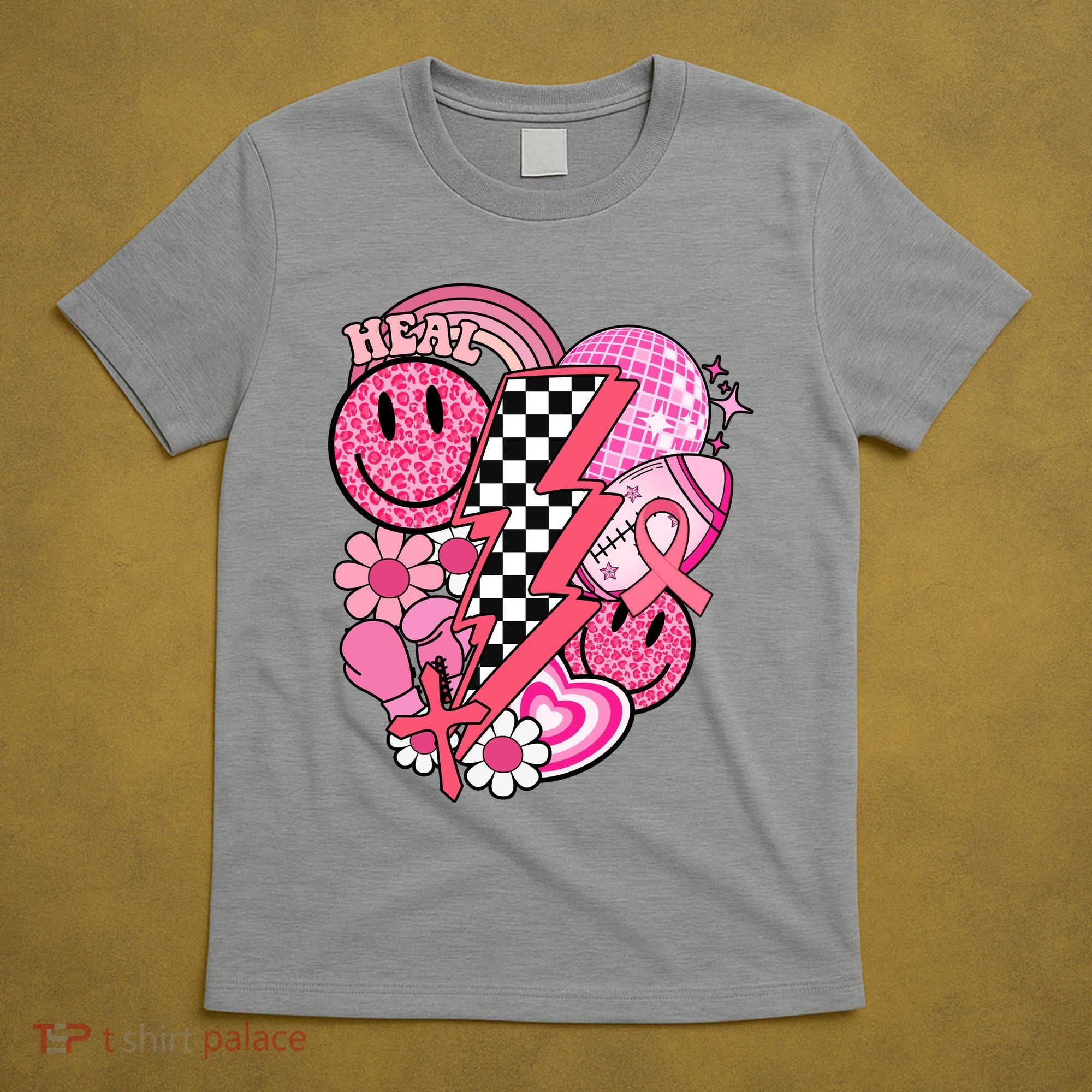 Heal Breast Cancer Awareness Retro Smile T-Shirt