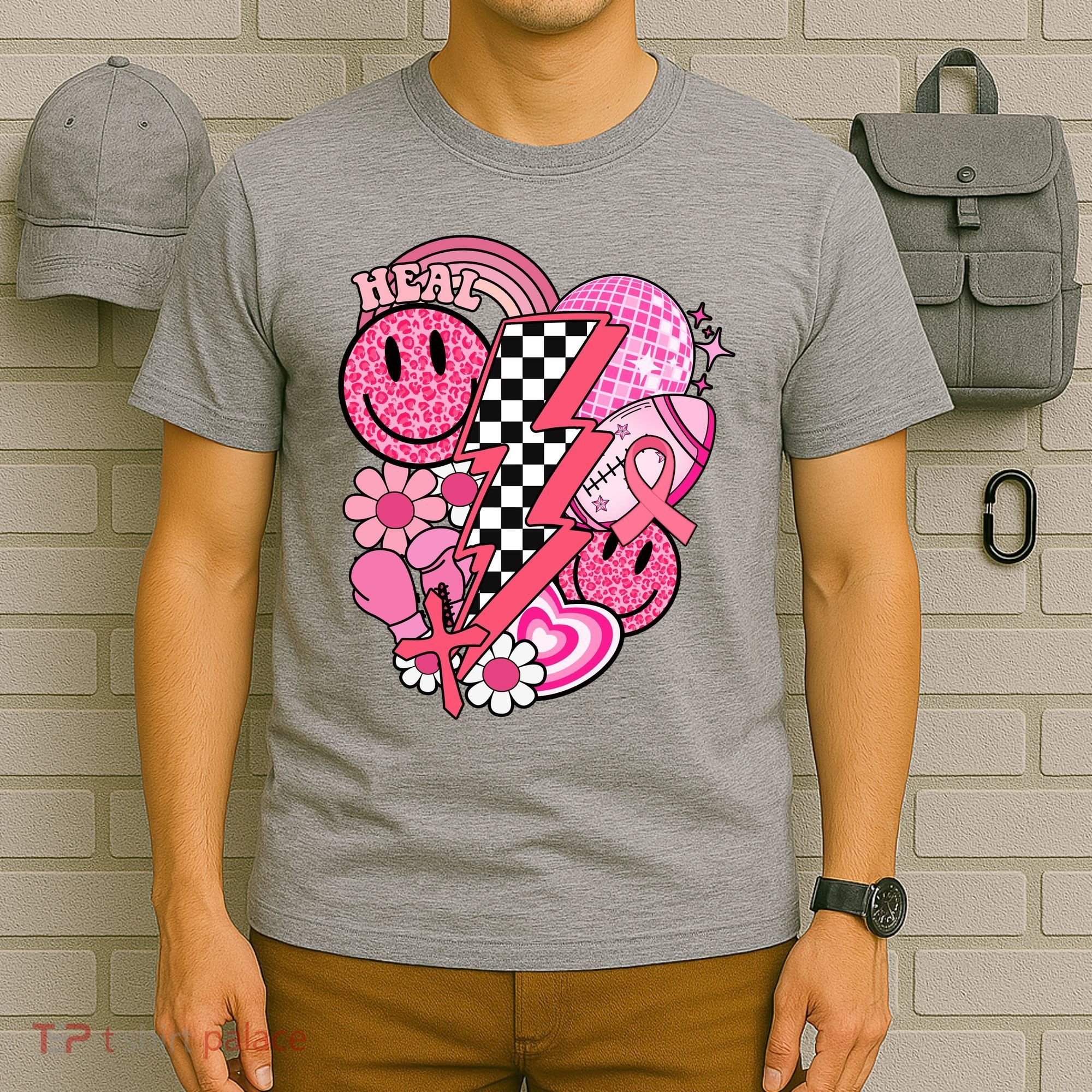 Heal Breast Cancer Awareness Retro Smile T-Shirt