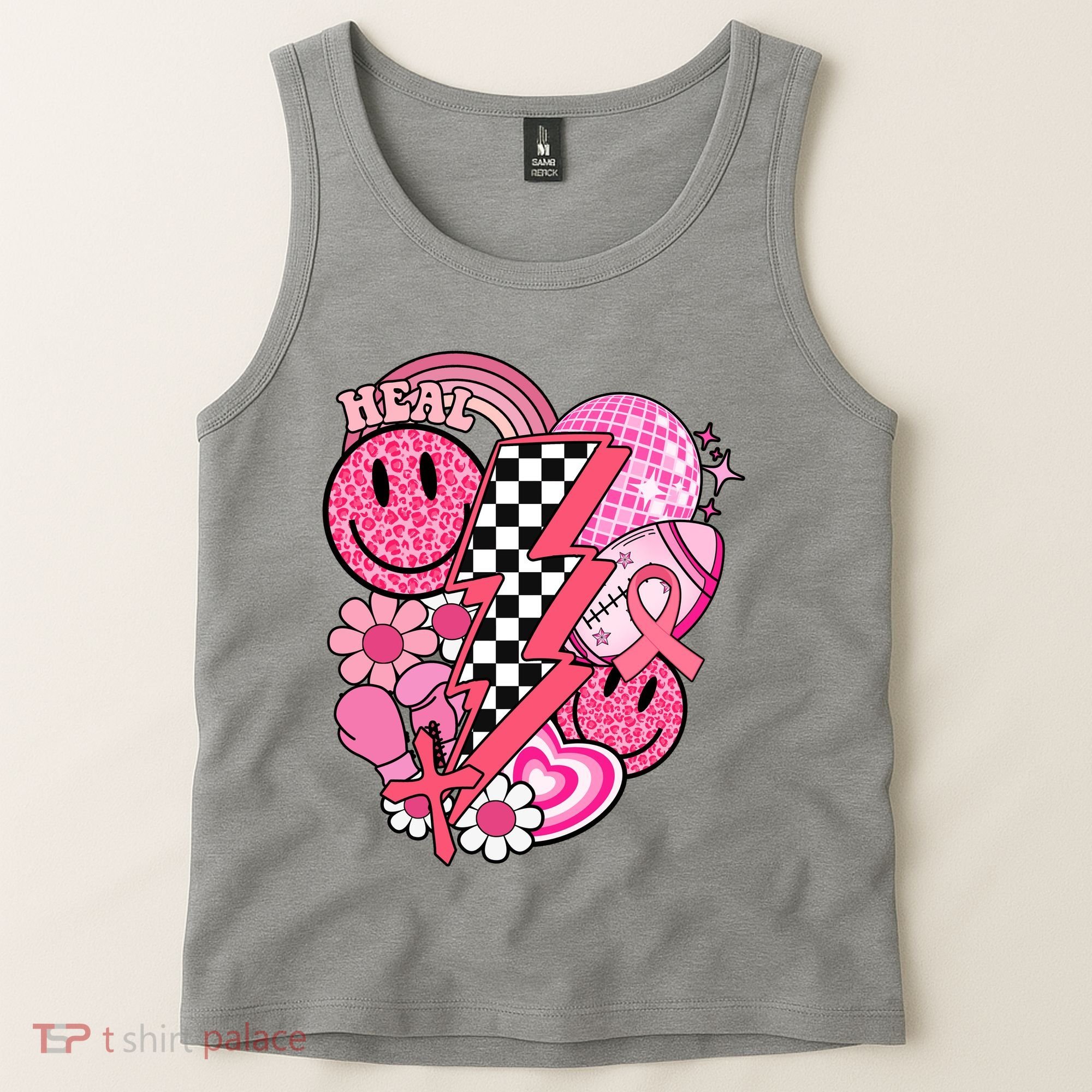 Heal Breast Cancer Awareness Retro Smile Tank Top